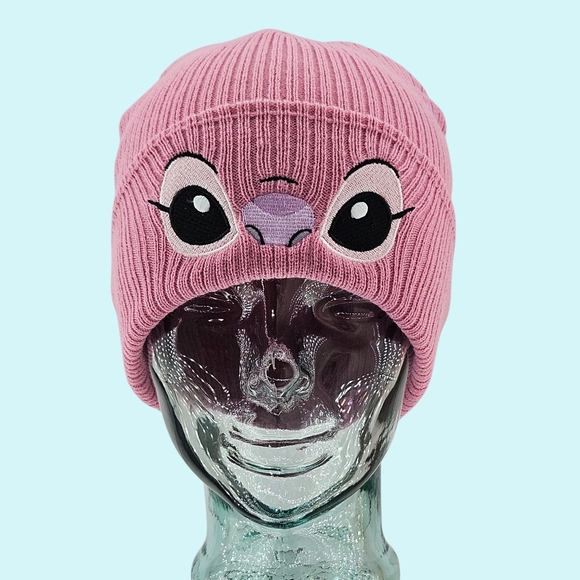 Stitch & Angel Hat Beanie Blue & Pink Cuffed Knit Lilo & Stitch Bioworld Gift - Picture 8 of 13